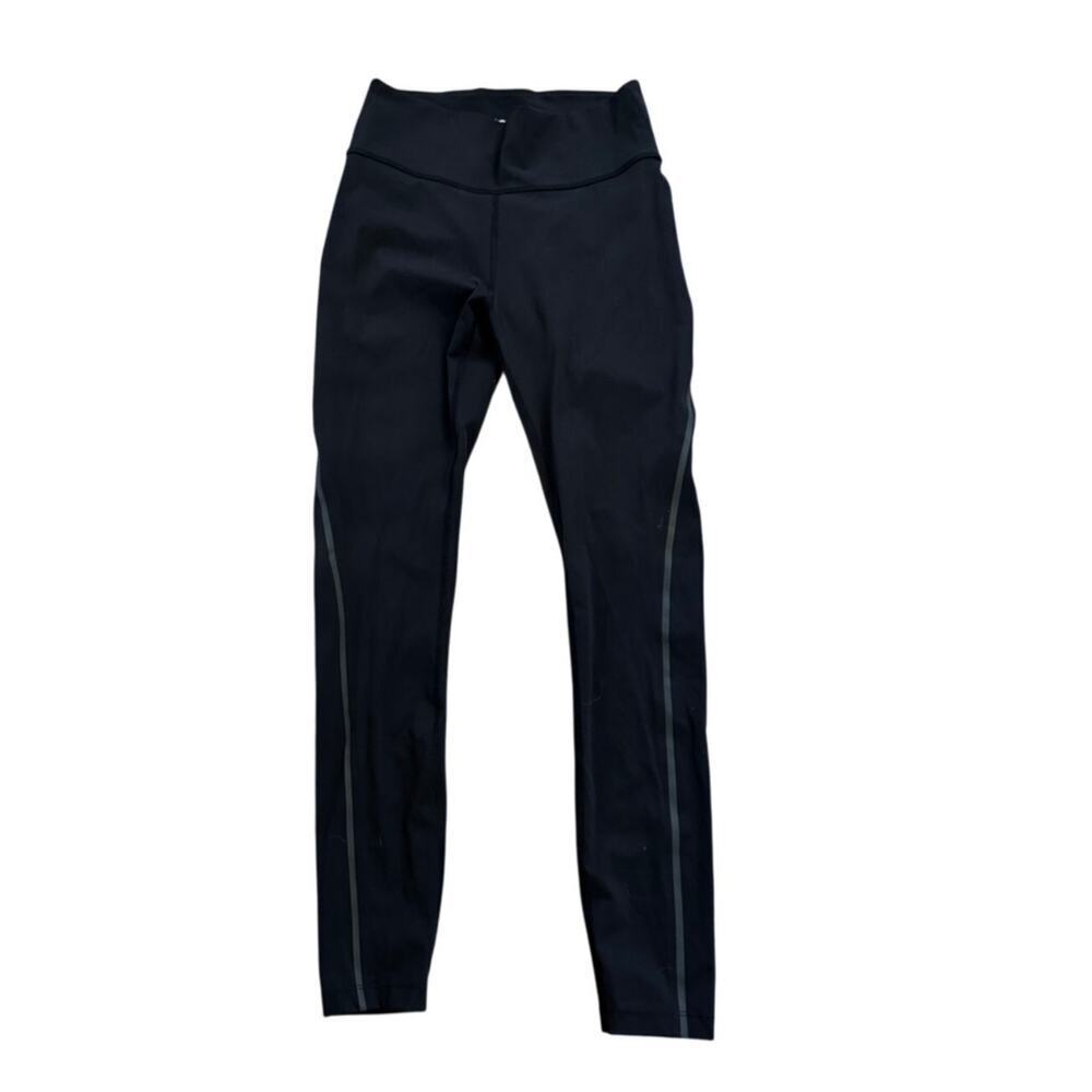 OUTDOOR VOICES Black High-Rise Leggings Size S Reflective Trim 26" Inseam